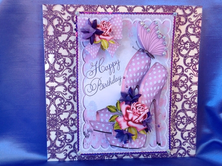Pink Polka Dot Shoes and Roses for Birthday by Beverley Pleasants