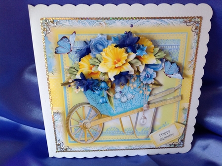 The Spring Floral Barrow Card Front Kit by Beverley Pleasants