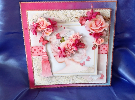 Flowers In Her Hair Card Front Kit by Beverley Pleasants