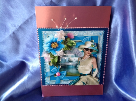 Pearls & Bows - Blue Poppies 8x8 by Beverley Pleasants