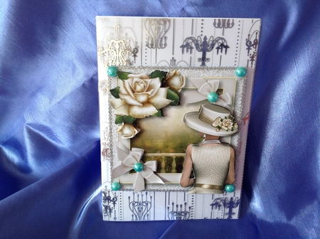 Pearls & Bows - Ivory Rose 8x8 by Beverley Pleasants