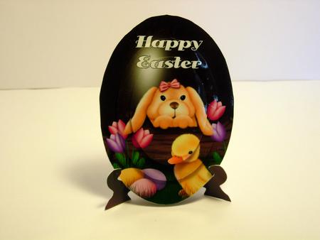 Bunny and Chick Easter Egg Plate Card with Pyramage by bev potter