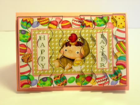 Cute Easter Kid Chick Wavey Edge Side Stacker by bev potter