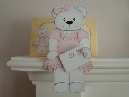 3D On the Shelf Card Kit - Livvy Bear has a Mini Card & Envelope by Beverly Carmichael