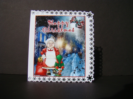 Mrs Santa and Elf Scene by Beverly Carmichael