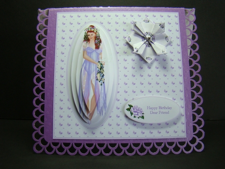  8 x 8 garden fairy card with tea bag folded medallion. by Beverly Carmichael