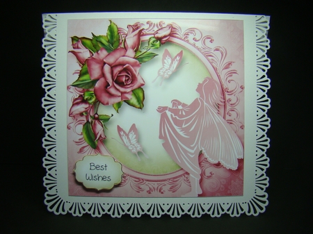 Fairy, Flutters & Pink Roses 8x8 by Beverly Carmichael