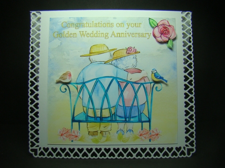 Beautiful Golden Wedding Anniversary 8 x 8 quick card front by Beverly Carmichael