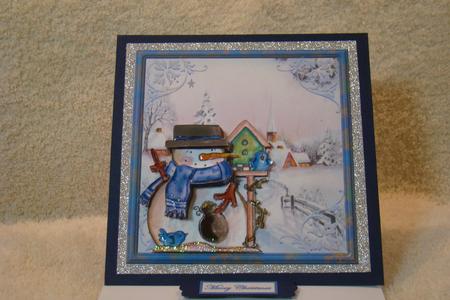 Snowman and Bird Friends Card with Decoupage by Beverly Carmichael