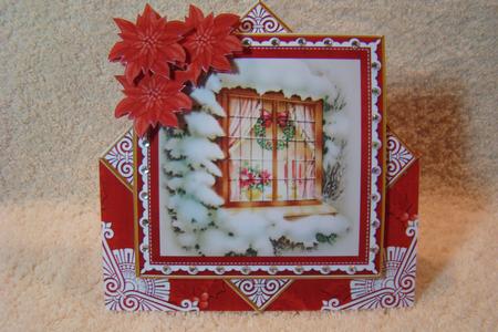 Christmas Window Red Poinsettia Diamond Mini Card Kit by Beverly Carmichael