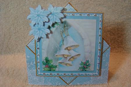 Snowbells Teal Poinsettia Diamond Mini Card Kit by Beverly Carmichael