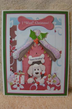 I "woof" Christmas, Cute Puppy in Kennel by Beverly Carmichael