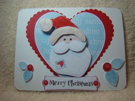 Lovely Santa on a Heart with Holly by Beverly Carmichael