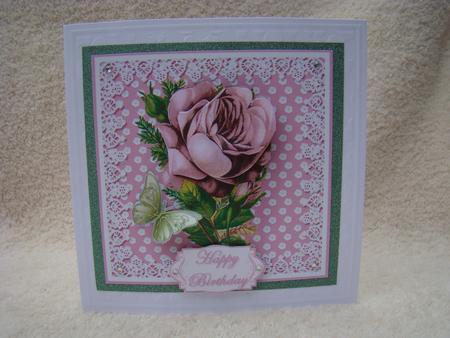 Pink Vintage Rose and Butterfly by Beverly Carmichael