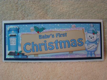 Babys 1st Christmas Teddy Signpost Lge Dl Easicut Decoupage by Beverly Carmichael