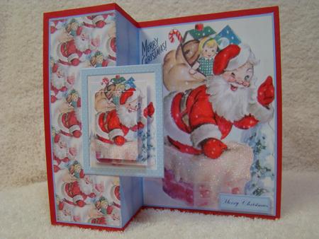 A Wave from Santa, No Hole Fold Back Card by Beverly Carmichael