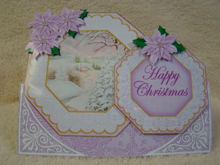 Lilac Snowscene2 Happy Christmas Double Octagon Card Kit by Beverly Carmichael