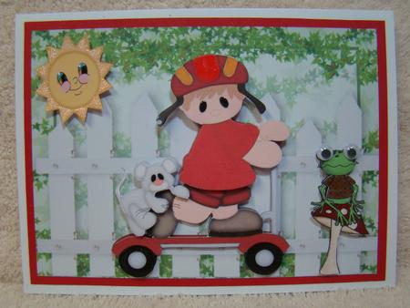 Ooh! Not So Fast Little Mouse with Boy in Red on Scooter by Beverly Carmichael