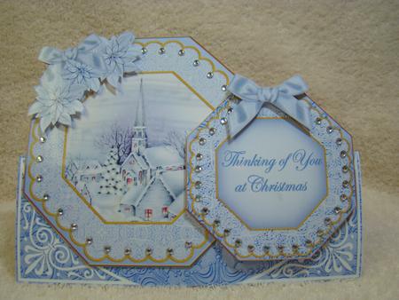 Blue Church Thinking of You Double Octagon Card Envelope Kit by Beverly Carmichael