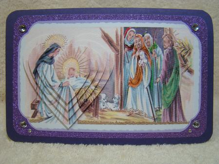 Vintage Nativity Dl Card with Heart Pyramid by Beverly Carmichael