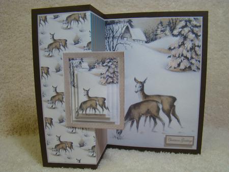 Deer in the Snow No Hole Fold Back Card by Beverly Carmichael