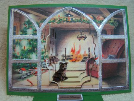 Christmas Fire View Through the Window by Beverly Carmichael