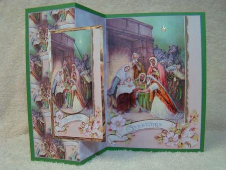 Nativity No Hole Fold Back Card with Topper by Beverly Carmichael