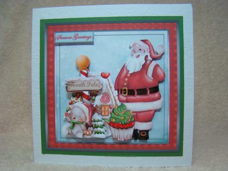 Santa's Party Time Card with Decoupage by Beverly Carmichael