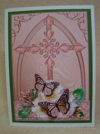 Fancy Cross Butterfly & Wild Roses Pyramid & Decoupage by Beverly Carmichael