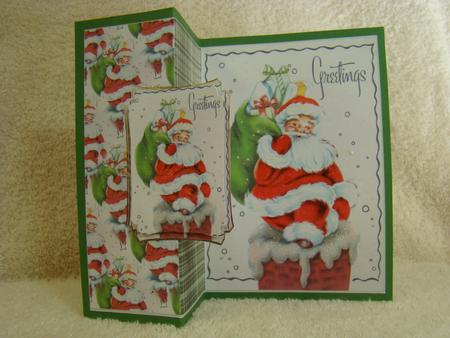 Santa with His Sack of Toys No Hole Fold Back Card by Beverly Carmichael