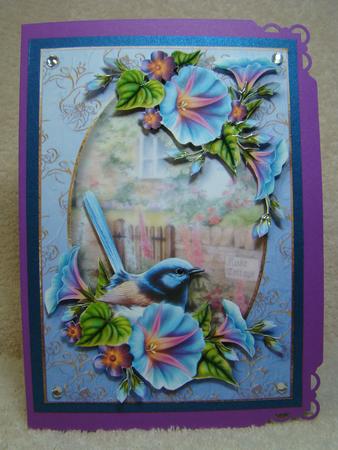 Morning Glory Bird at the Rose Cottage by Beverly Carmichael