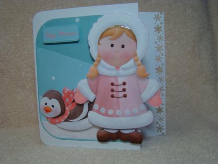 Eskimo and Penguin Over the Edge Card by Beverly Carmichael