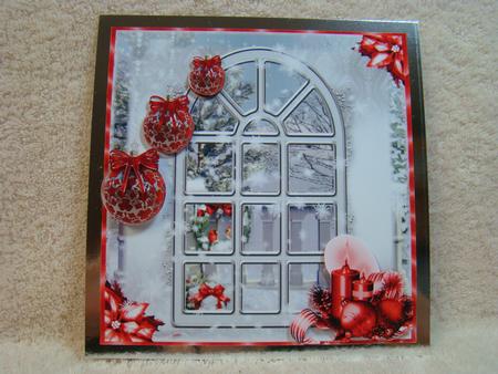 Christmas Window Red Decorations by Beverly Carmichael