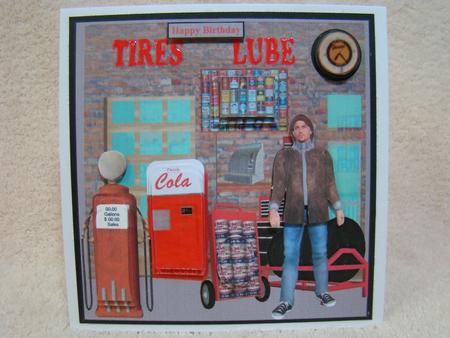 Tires & Lube Service Card Topper & Decoupage by Beverly Carmichael