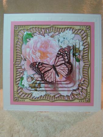 Butterfly & Roses Round Edged Pyramage & Decoupage by Beverly Carmichael