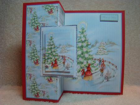 Christmas Tree Shine Bright No Hole Fold Back Card by Beverly Carmichael