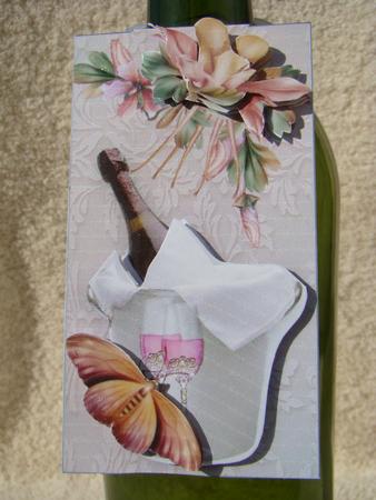 Champagne and Flowers Wine Tag by Beverly Carmichael