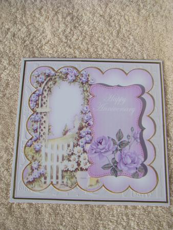 Lilac Rose Arch Happy Anniversary 8in Scallop Topper by Beverly Carmichael