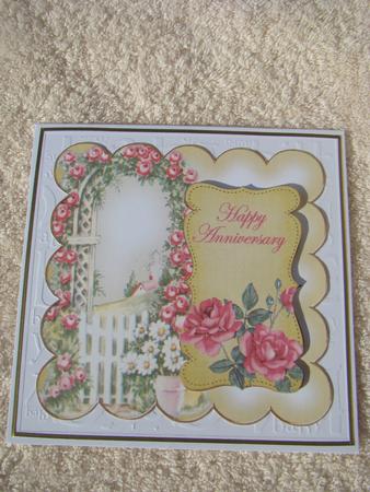 Lemon Rose Arch Happy Anniversary 8in Scallop Topper by Beverly Carmichael