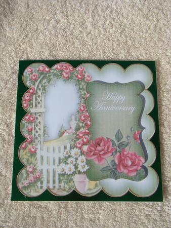 Olive Rose Arch Happy Anniversary 8in Scallop Topper by Beverly Carmichael