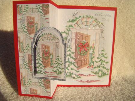 Christmas Door No Hole Fold Back Card by Beverly Carmichael