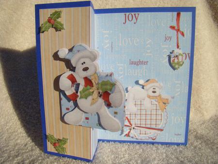 Christmas Bear No Hole Fold Back Card by Beverly Carmichael
