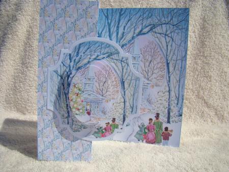 Church Through the Trees No Hole Fold Back Card by Beverly Carmichael