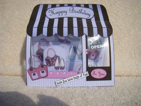 3D Shoes & Bags Window Pop Up Card Decoupage N Envelope by Beverly Carmichael