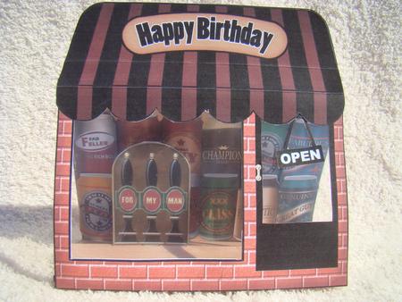 3D Ye Olde Ale Shoppe Pop Up Card Decoupage N Envelope by Beverly Carmichael