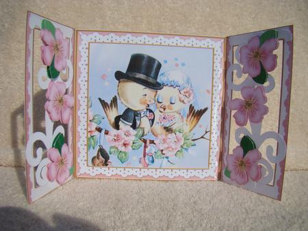 Love Ducks Pink Blossom Fancy Swirl Gatefold Card & E Kit by Beverly Carmichael