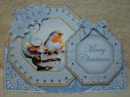 Blue Robin Merry Christmas Double Octagon Card Kit by Beverly Carmichael