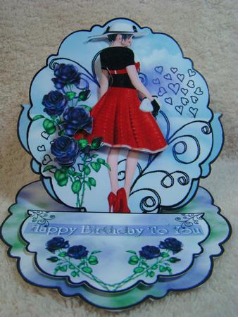 Scalloped Easel Card - Dusky Rose Beauty by Beverly Carmichael