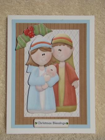 Mary,joseph & Baby Jesus with Large Holly by Beverly Carmichael