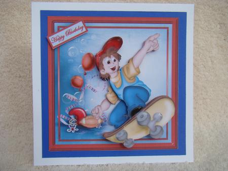Sport Boy Card Front with Decoupage by Beverly Carmichael